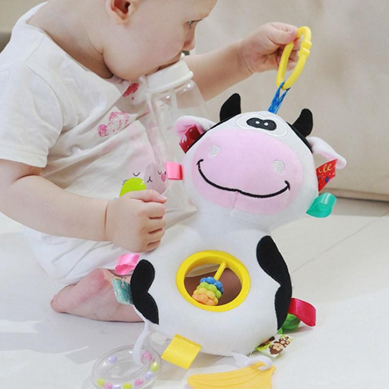 Creative Beads Plush Doll Pendant Baby Teether Ring Rattle Car Pendant