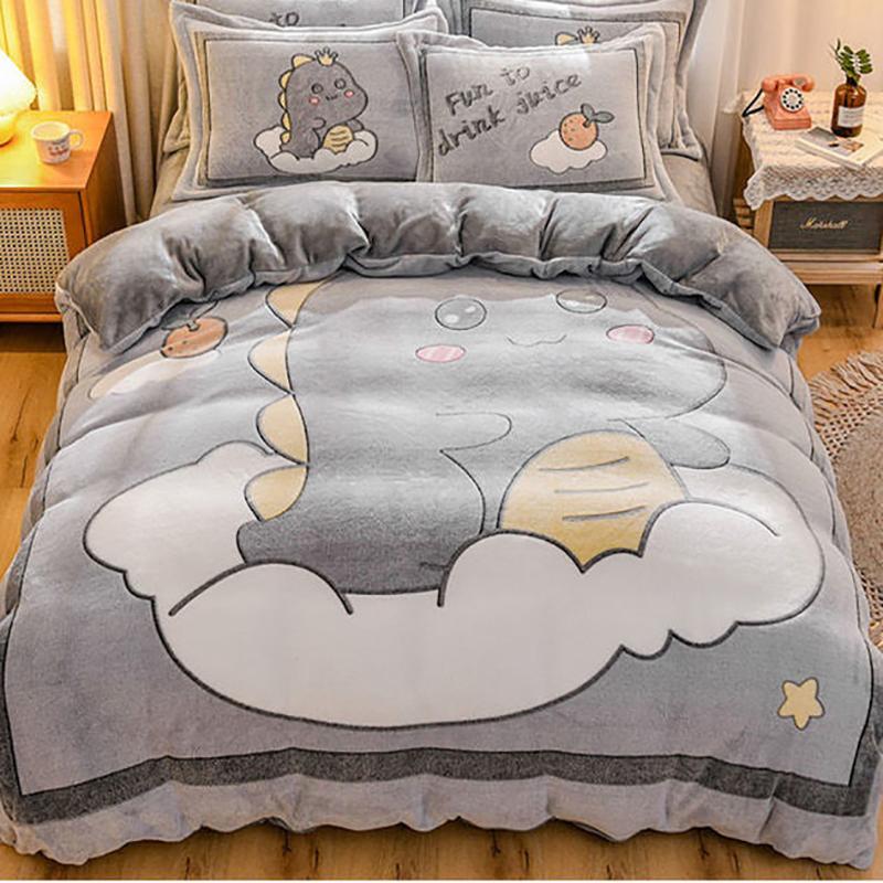 Thick and Large Version of Four-piece Snowflake Velvet Warmth Three-dimensional Velvet Duvet Cover Crystal Velvet Bedding