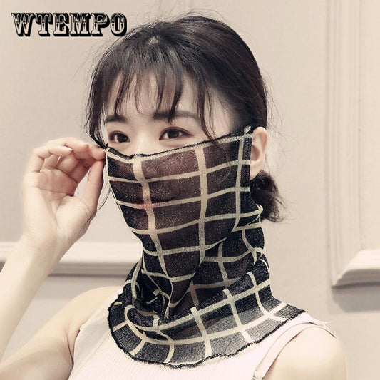 Women Sunscreen Scarf Neck Mask  Summer UV Protection Breathable Thin Mask Outdoor Silk Scarf