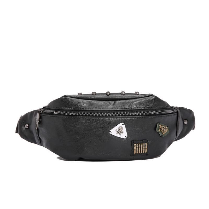 Waist Bag Men's Pu Large Capacity Mobile Phone Shoulder Bag Outdoor Riding Sports Messenger Bag