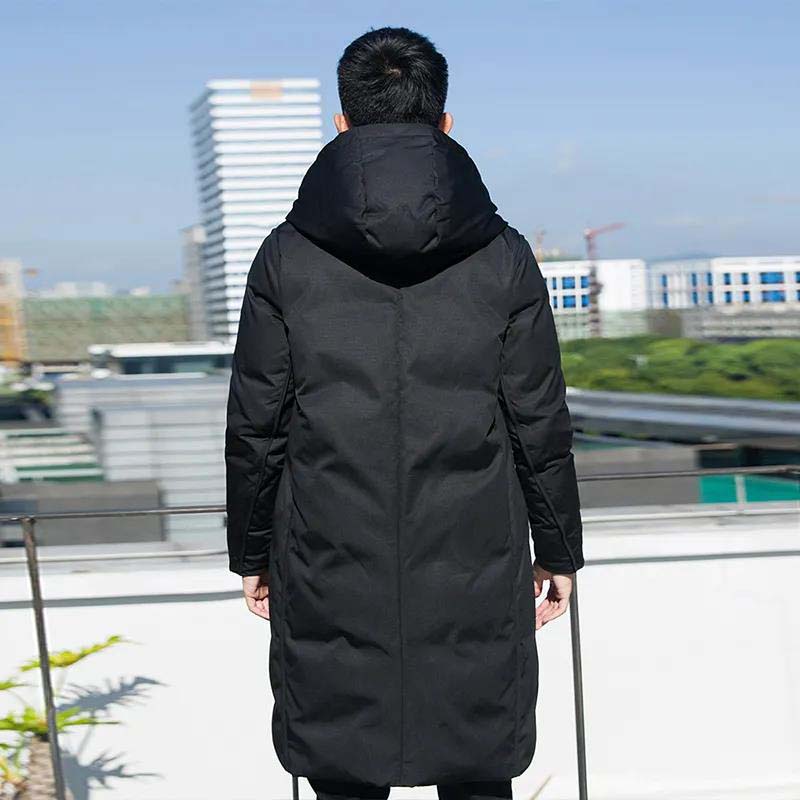 Down jacket winter men's mid-length thick hooded over-the-knee jacket daily casual warm and cold down jacket