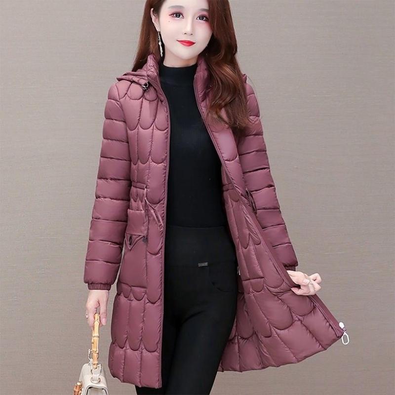 Women's Mid-length Down Jacket Winter Korean Loose Cotton Clothes Casual Hooded Padded Jacket Quilted Jacket