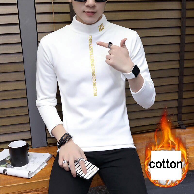 Long-sleeved T-shirt Men's Fashion Wild Sweater Men's Autumn and Winter Warm Slim Tops