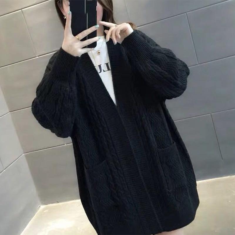 Mid-length Autumn and Winter Jacket Loose Knit Cardigan Long-sleeved Casual Sweater