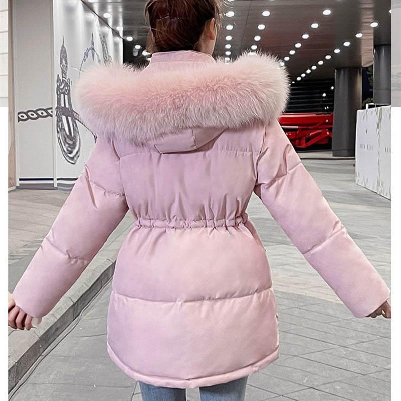 Women's Down Padded Jacket Mid-length Padded Jacket with Large Pockets Thick Padded Jacket Coat Trend