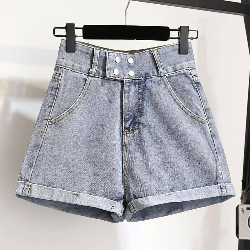 Shorts Set Summer Elastic Rainbow Stripe T-shirt Denim Shorts Two-piece Women's T-shirt Set