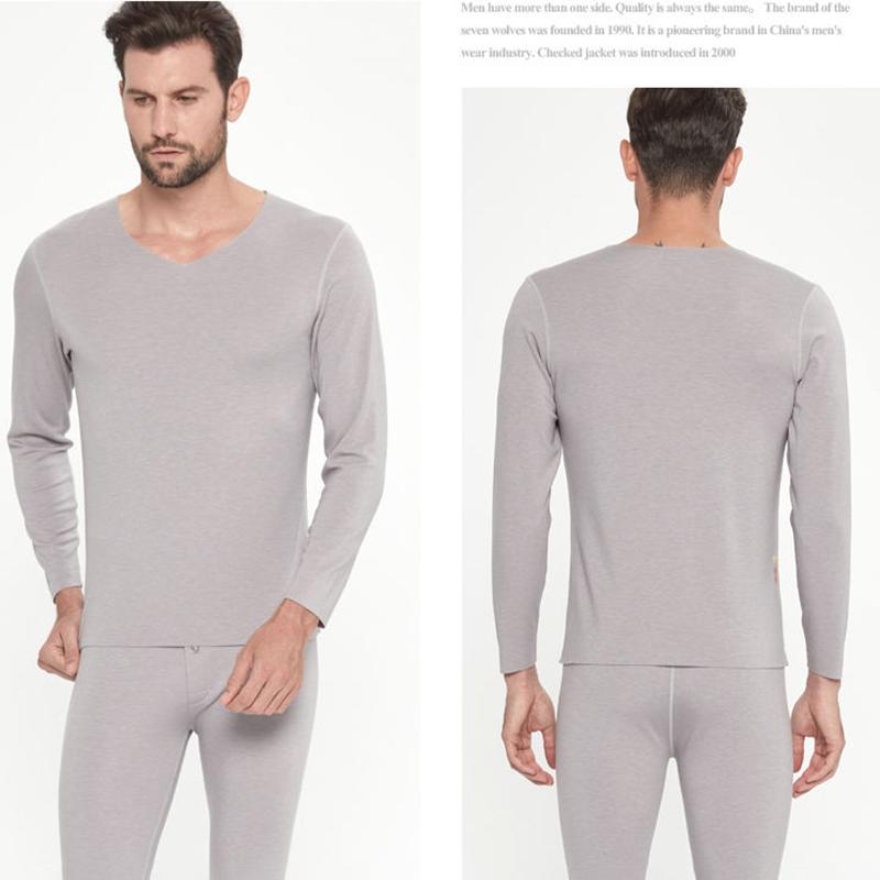 Men Winter Thermal Underwear O-neck Male Autumn Tight Tops Thicken Windproof Comfortable Soft Lining Long Sleeve High Elasticity Spring Pajamas V-neck