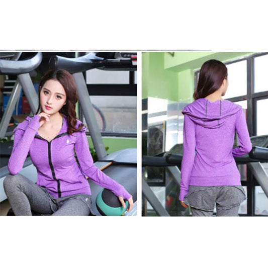 Yoga Clothes Jacket Zipper Hooded Sports Slimming Large Size Morning Running Tops Long-sleeved Quick-drying Fitness Clothes Women