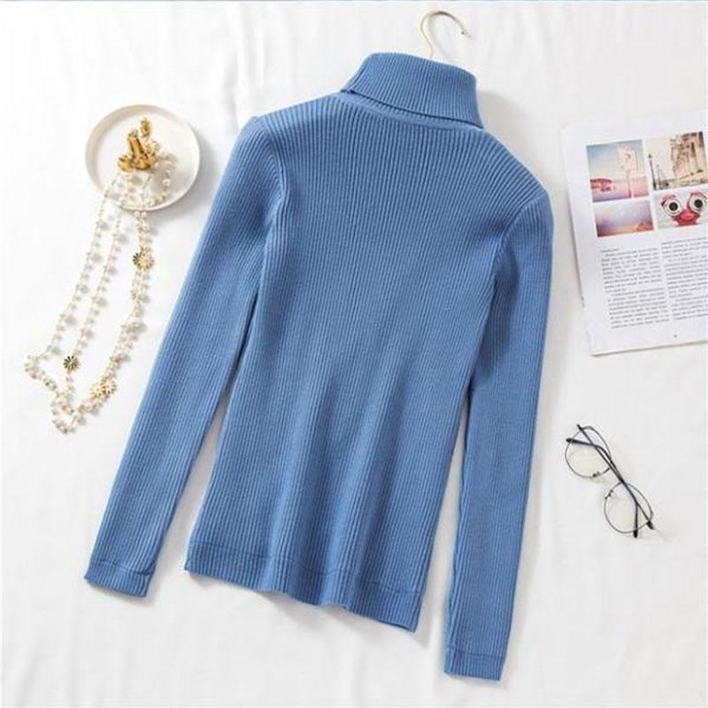 Autumn Winter Plus Velvet Thickening Slimming Turtleneck Sweater Women's Pullover Long-sleeved Tight-fitting Warm Knitted Bottoming Shirt