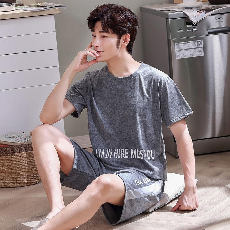 Summer Men's Pajamas Cotton Plus Size Summer Homewear Short Sleeve Youth Thin Half Sleeve