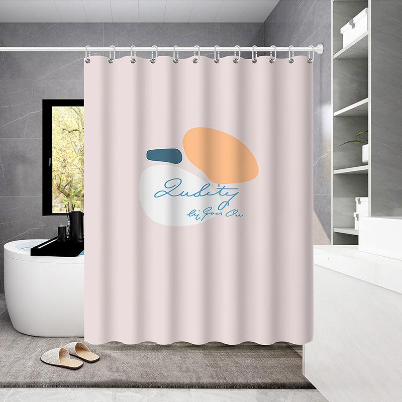 Bathroom Shower Curtain 180*180cm Waterproof Cloth Bathroom Shower Curtain Hanging Curtain Thickening Mold-proof Partition Curtain Free Perforation