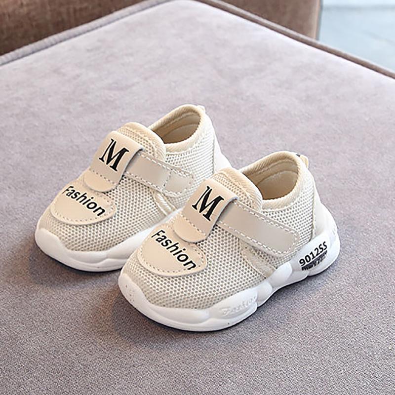 Men's and Women's Baby Spring Mesh Sneakers 0-3 Years Old 2 Infant Soft-soled Toddler Shoes All-match Breathable Leather Single Shoes