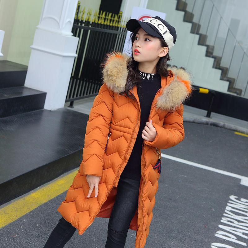 Girls Down Jacket Thickening Velvet Fashion Pike Clothing Long Hooded Kids Winter Parkas