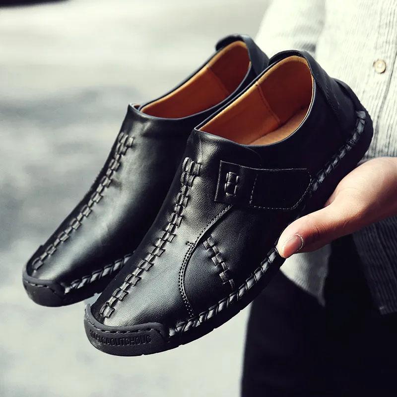 Men's Cowhide Leather Shoes Casual Slip-On Leather Shoes Genuine Leather Men's Shoes Driving Shoes Soft Sole Breathable Loafers