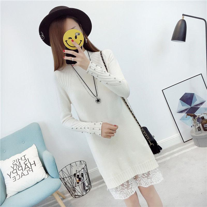 Autumn and Winter Pullover Loose Sweater Large Size Knitted Lace Jacket Fashion Simple Women's Dress