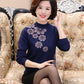 Autumn and Winter Half High Neck Knitted Bottoming Shirt Thick Warm Loose Top Middle-aged Women Plus Size Sweater