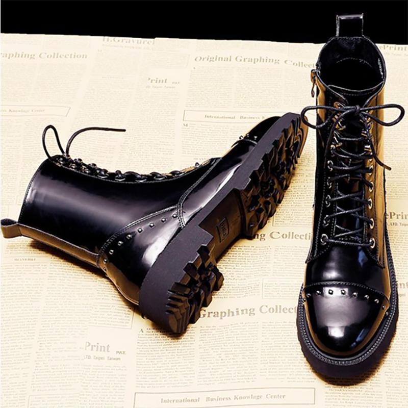 British Style Women's Martin Boots Autumn and Winter Korean Style Thick Martin Boots All-match Platform Knight Boots