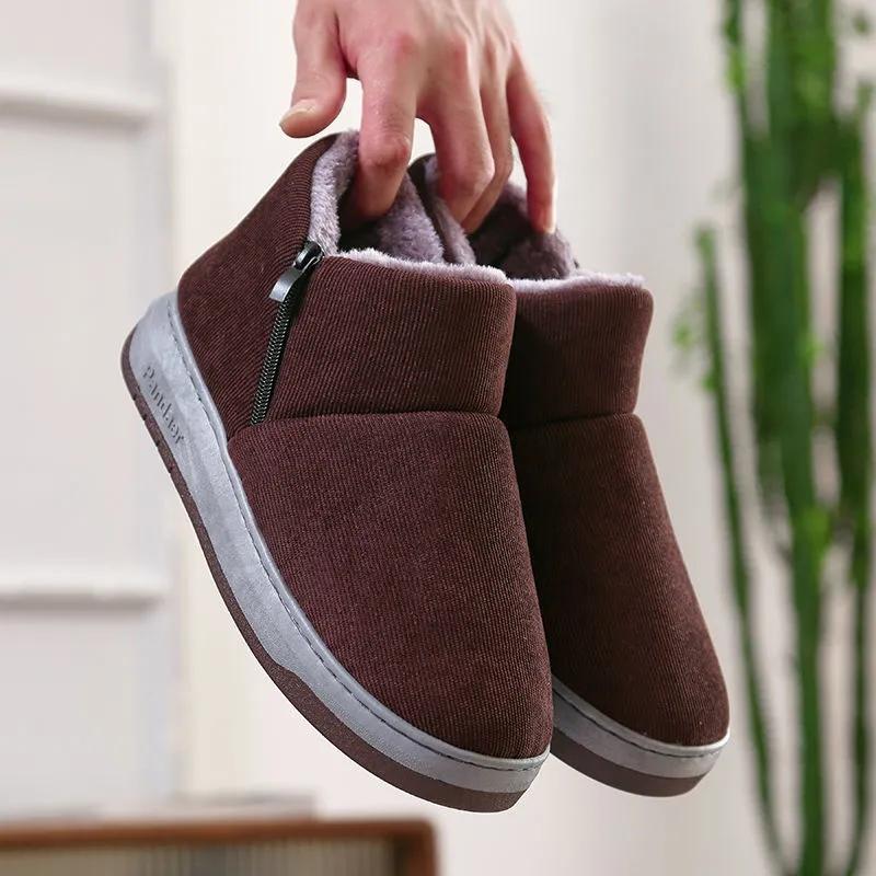 Winter Cotton Slippers Bag with Non-slip Cotton Shoes To Keep Warm Plus Velvet Home with Heel Printing Home Cotton Shoes