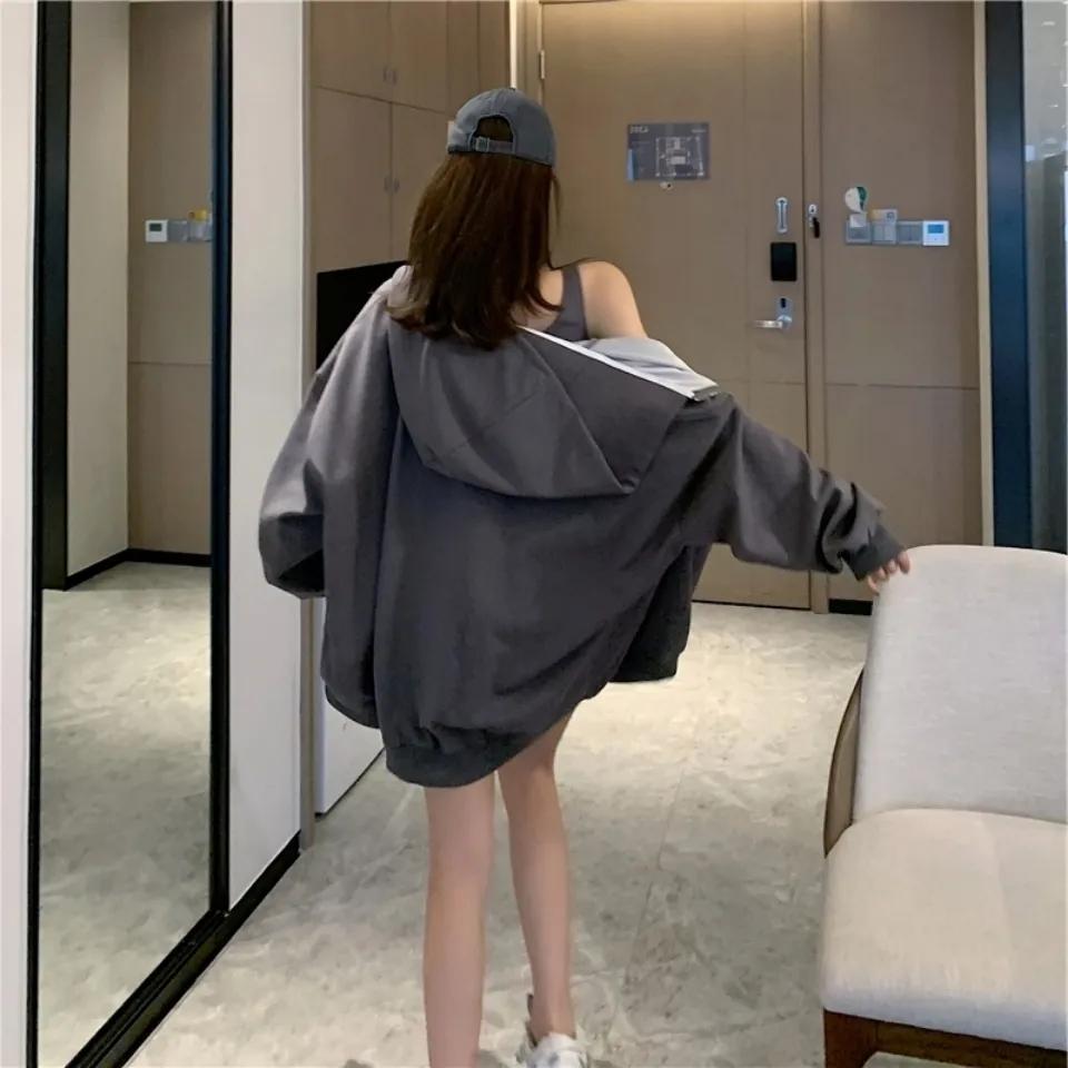 3PCS Ladies Casual Sports Suit Spring and Summer Cool Girl Loose Thin Sweater Zipper Cardigan + Vest + Wide Leg Shorts Three-piece Set Tracksuits