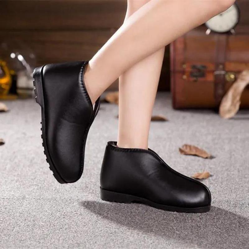 Cotton Shoes Leather Cotton Shoes Plus Velvet Waterproof Mother Shoes Non-slip Soft-soled Short Boots Warm Casual Shoes