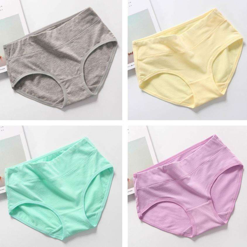 4Pcs/Set Women's Solid Color Seamless Underpants Female Breathable Skin-friendly Panties High-waist Comfortable Cotton Crotch Briefs