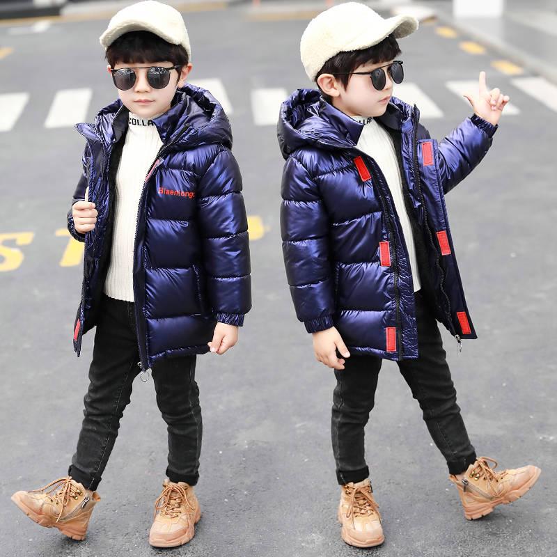 Boy Down Jacket Warm Child Down Parkas Coat Fur Kid Thickening Outerwear for Cold Winter