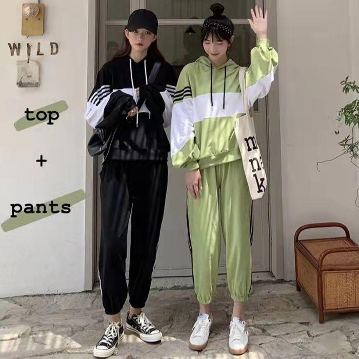 Suit Women's Thin Section Student Casual Sports Korean Version Loose Sweater Two-piece Jacket Gym Running Jogging Suit Tracksuits Athletic Girl