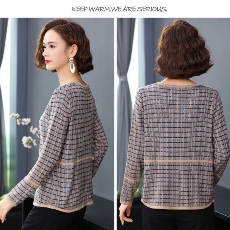 Spring Cutout Knitted Sweaters Women Casual Pullovers Boutique Long-sleeved Bottoming Shirts  Mom Wear