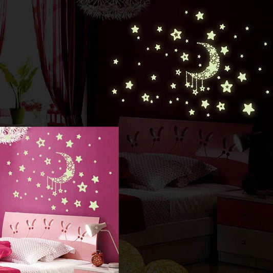 Removable self-adhesive wall sticker luminous moon stars luminous sticker waterproof wallpaper