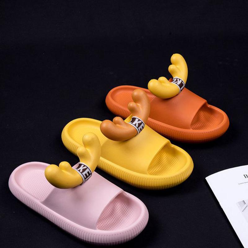 Fawn Sandals Slippers Female Summer Cute Cartoon Household Bathroom Home Slippers Thick bottom  comfortable