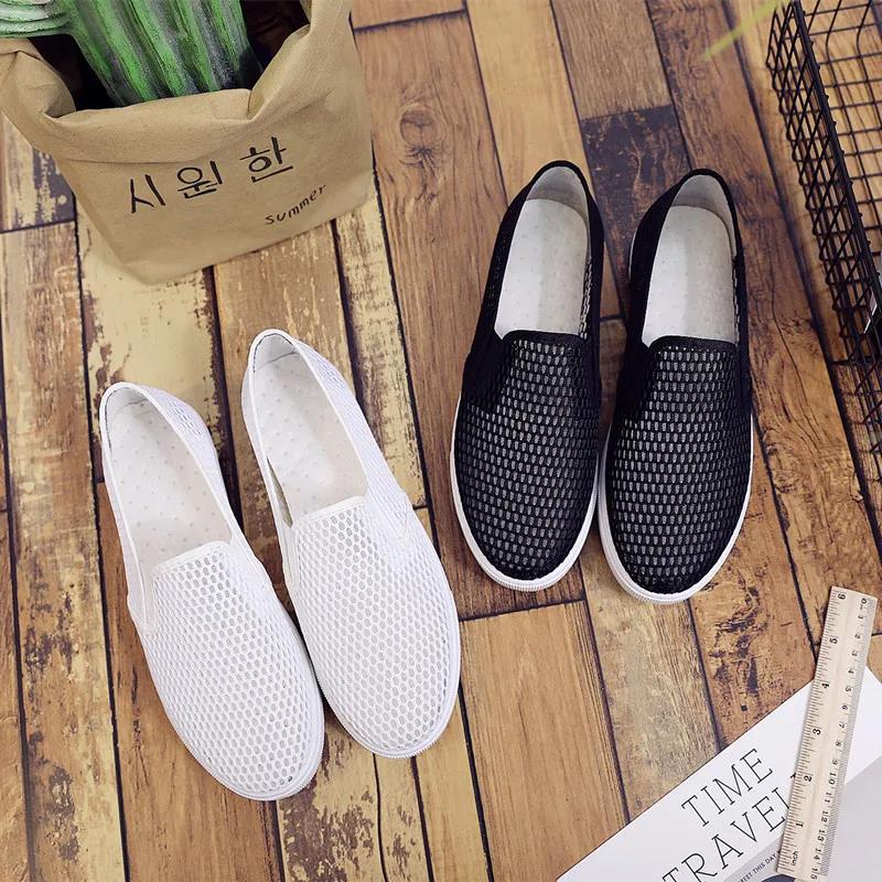 Summer Mesh Breathable White Shoes Female One-foot Flat-soled Student Net Shoes Sports and Leisure Korean Sneakers Old Beijing Women's Shoes