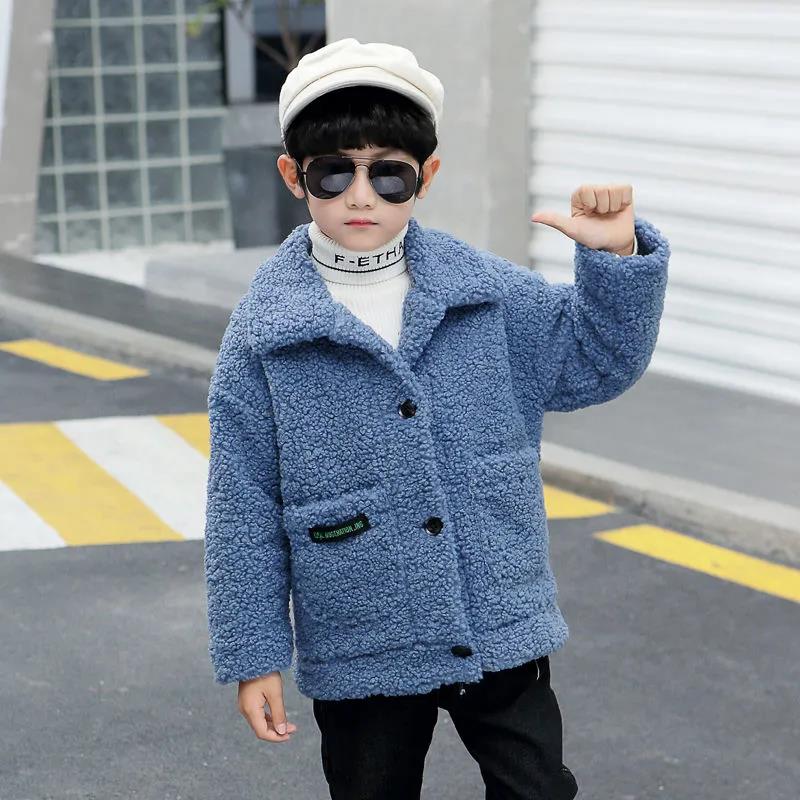 Boys' Lamb Velvet Jacket Western Style and Cotton Wool Sweater Children's Clothing In Autumn and Winter Korean Style Trendy Jackets