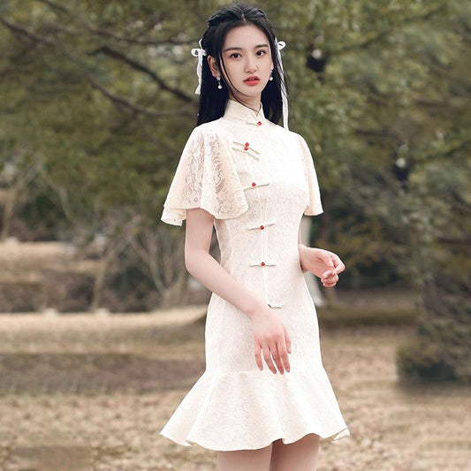 Cheongsam Improved Everyday Dress Women's Summer Young Style Little Fresh Girl Fishtail Skirt