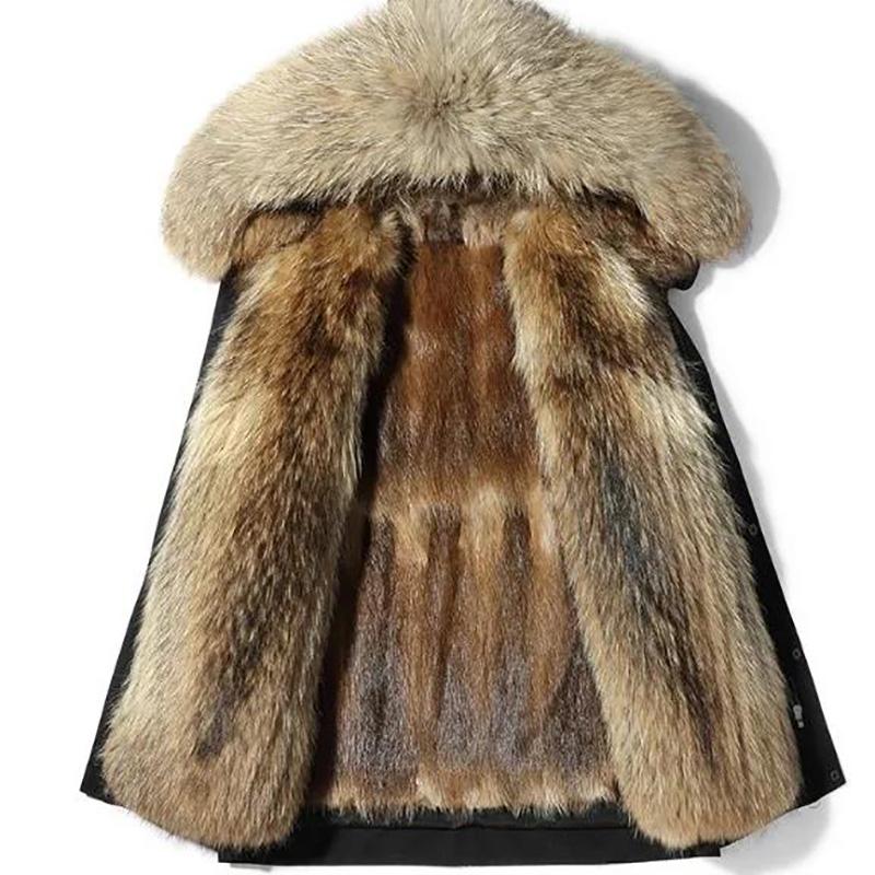 Large Fur Collar Down Jacket Men's Winter Thick Cotton Jacket Regular Hooded Outwear Fur Jacket Parka