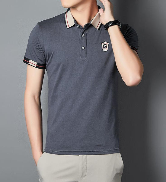 Summer Short-sleeved Polo Shirt Men's Lapel T-shirt Slim Trend Young and Middle-aged Short-sleeved Tops