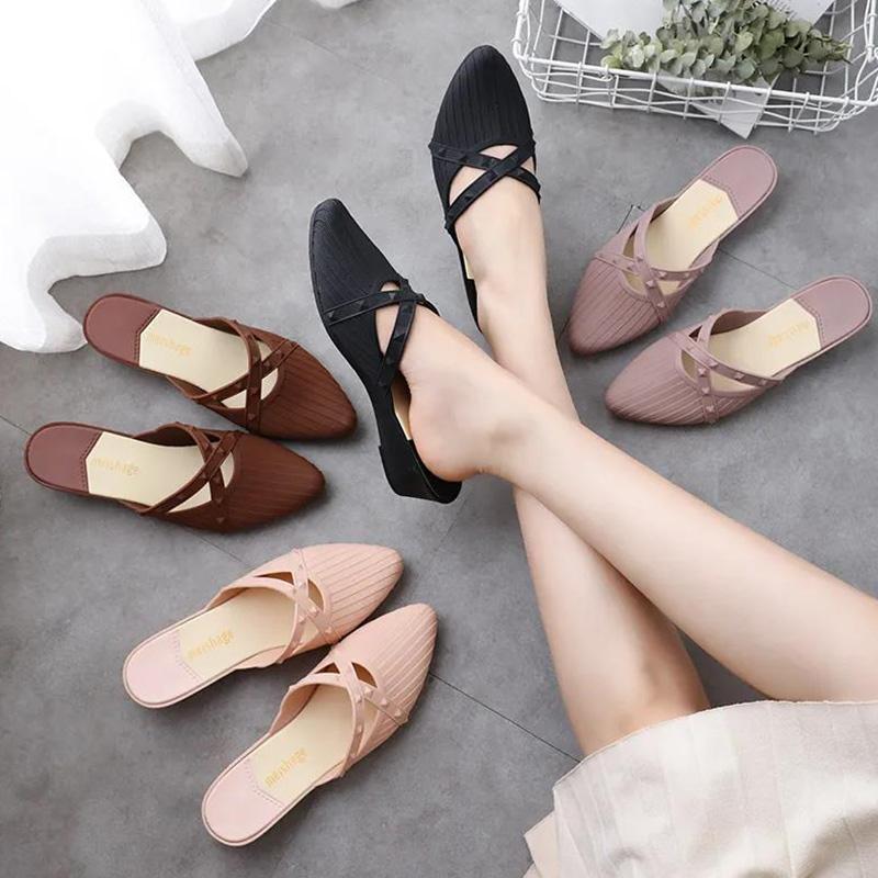 Summer Fashion Women's Semi-slippers, Wear All-match Slope with Cross Straps and Comfortable Lazy Single-shoe Sandals