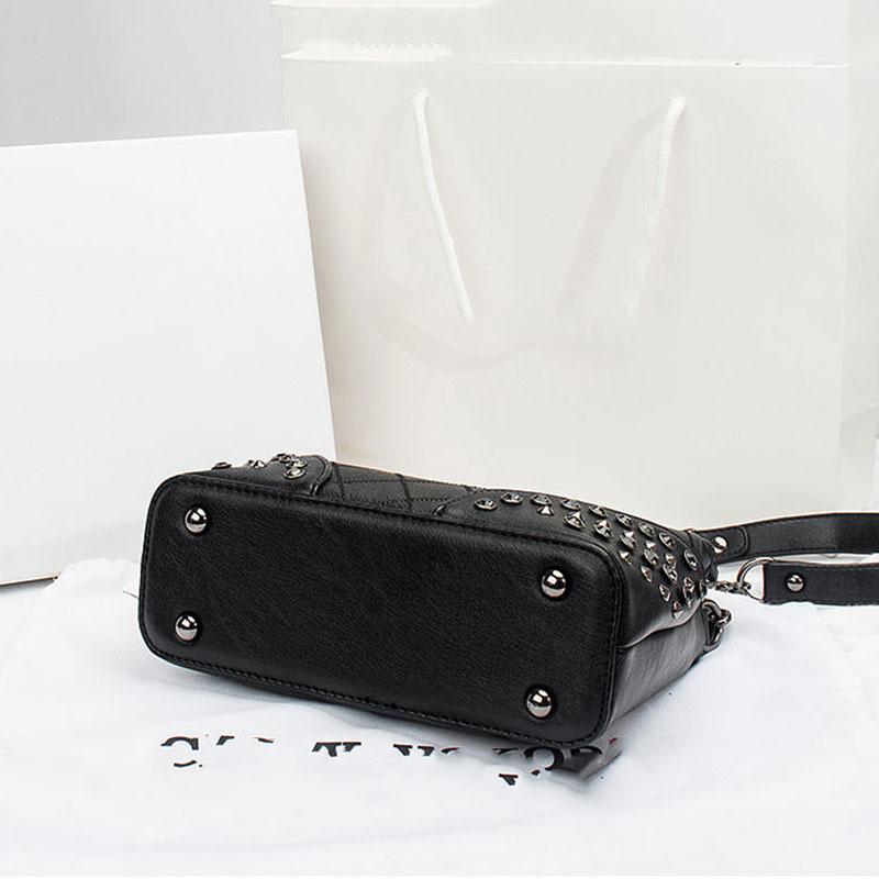 European Style Metal Rivet Decoration PU Leather Top-Handle Bags Handbags Women Large Capacity Personality Crossbody Bag