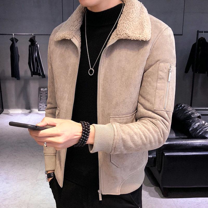 Fashionable Urban Men's Jacket Autumn and Winter Fashion Trend Slim Thick Plus Velvet Warm Jacket