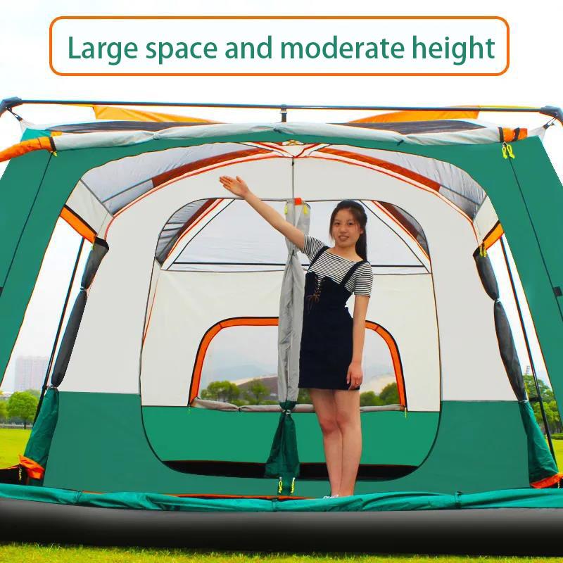 Outdoor Tent Two Rooms and One Living Room 4 To 6 People Thick Rainstorm Camping Tent