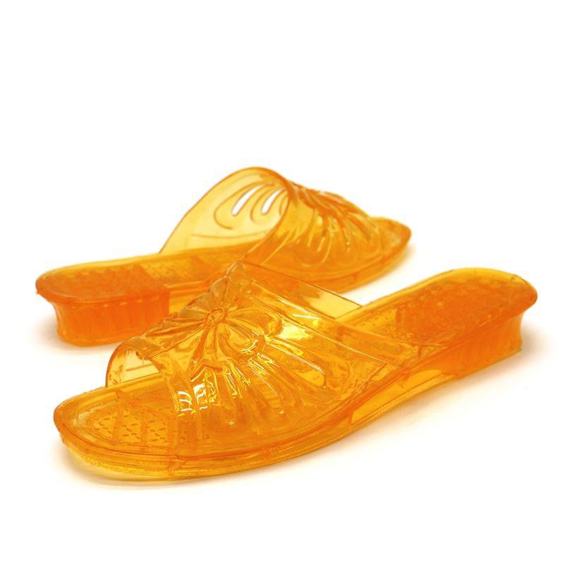 Jelly Transparent Crystal Plastic Flat-heeled Women's Slippers Ladies Summer Slope with Thick-soled Outdoor Sandals and Slippers Plastic Large Size