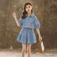 Girls' Summer Suit Korean Style Western Style Girl Denim Skirt Two-piece Suit Net Celebrity Children's Skirt Set