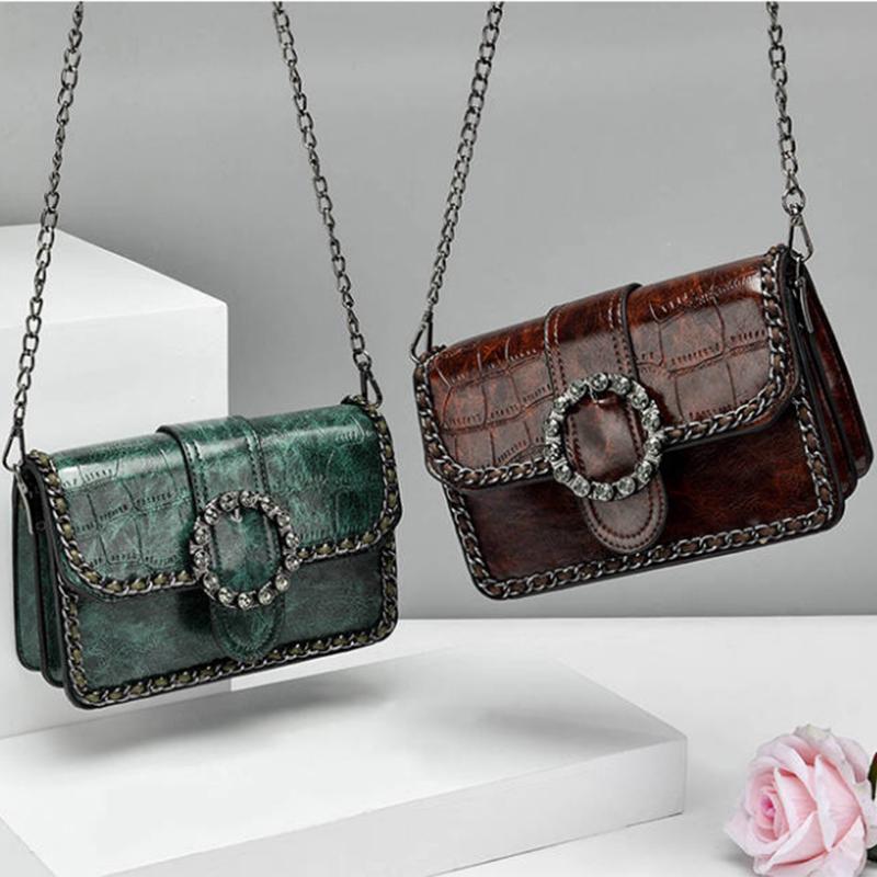 Fashion Crossbody Bag Women PU Leather Anti-theft Wear Square Bags Chain Handbag Shoulder Bag