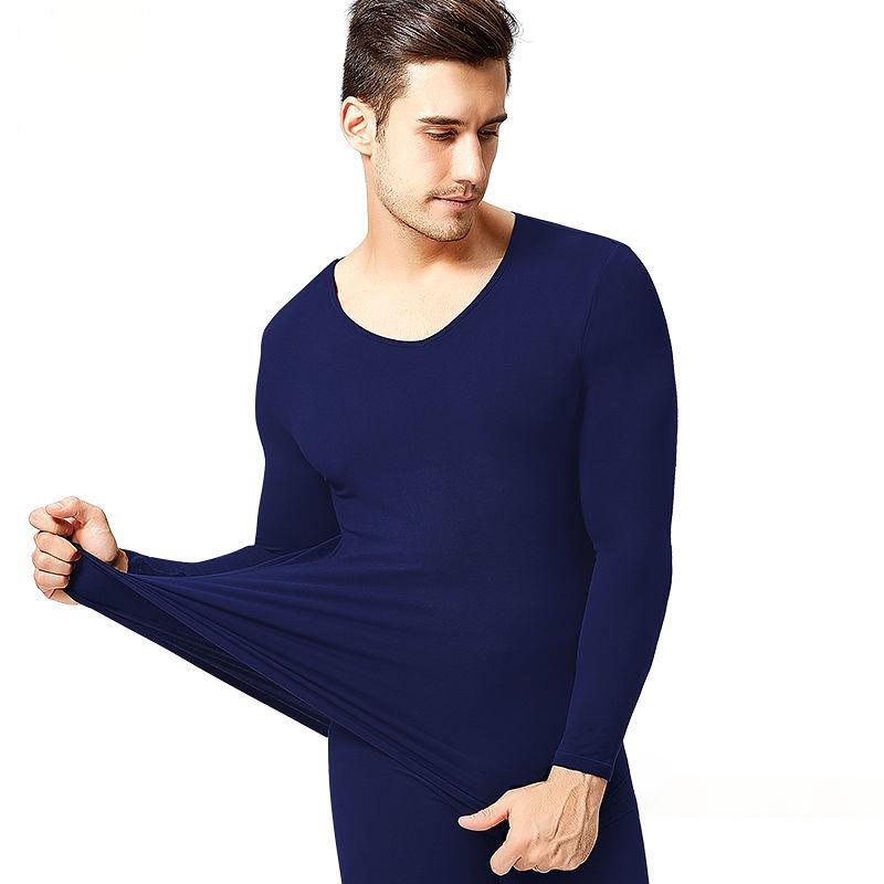 Men Winter Autumn Thicken Thermal Underwear Tight Suit High Elasticity Wearable Comfortable Soft Lining O-neck Pajamas V-neck Long Sleeve Breathable