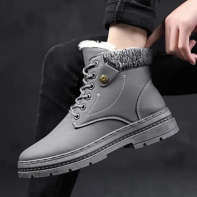 Winter Snow Boots Plus Velvet Padded Men's Martin Boots Warm High-top Cotton Shoes