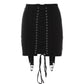 Summer Women's Lace Up Mini Skirt Personality Bandage Girdle Bag Hip Skirt Short Skirt