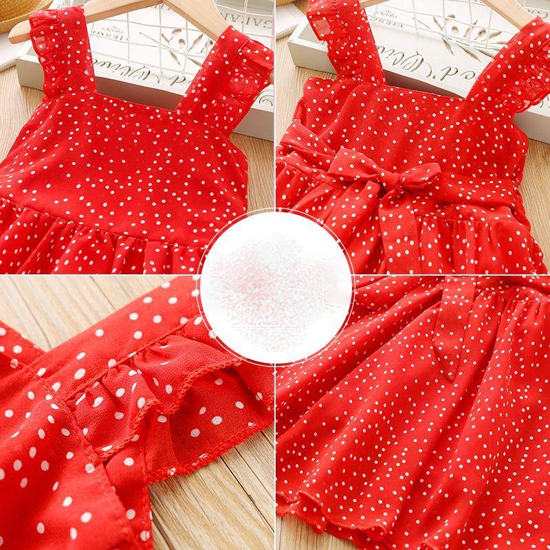 Toddler Child Baby Girls' Polka Dot Printing Suspender Ruffle Sleeveless Princess Dress