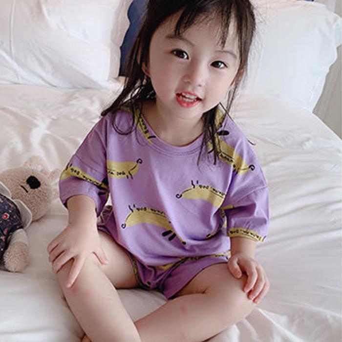 2 to 10 Years Summer Girls Kids Pajamas Set Short Sleeves Sleepwear For Toddler Girls Cotton Pyjamas Set Clothes