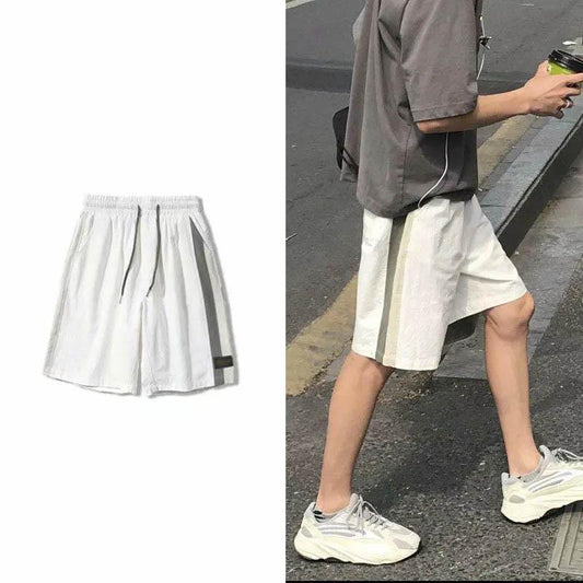 Men's Summer Casual Shorts Loose 5-point Pants Wide-legged Straight All-match Striped Outer Wear Shorts Breathable Fashion Comfortable Shorts