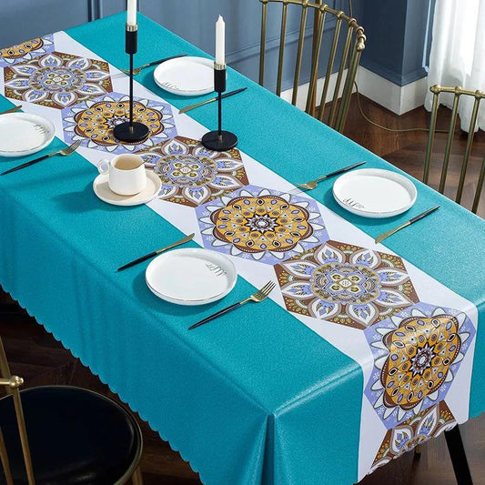 PVC Printed Tablecloth Oil-proof and Waterproof Tablecloth Rectangular Table Top Decoration Washable Tablecloth