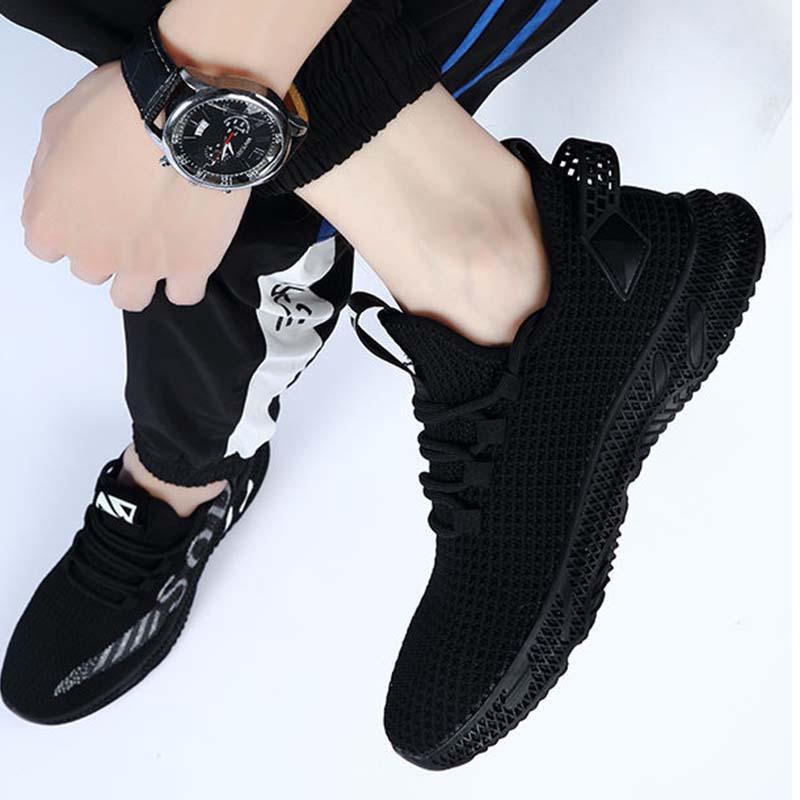 Plus Size 38-44 Men Flying Woven Mesh Sneakers Comfortable Breathable Running Basketball Shoes Casual Shockproof Non-slip Shoes